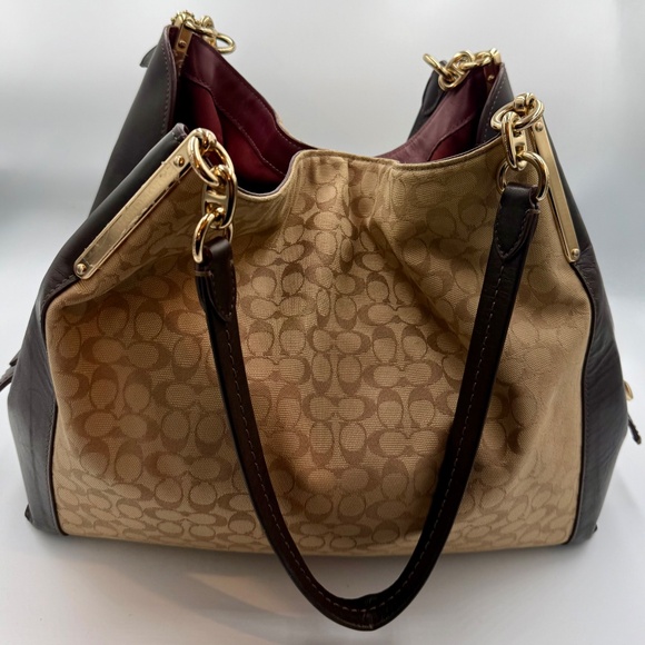 Coach 79697 Signature Jacquard Dalton 31 Tan and Brown Shoulder Bag - Picture 3 of 6